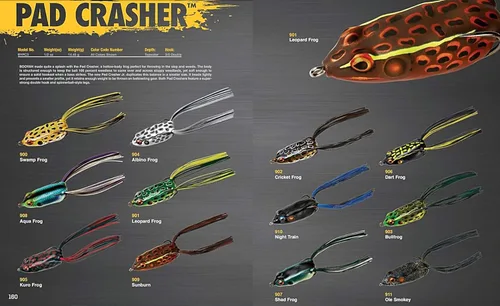 Miniatura 3 de BOOYAH Pad Crasher Topwater Bass Pesca Hueco Cuerpo Rana Señuelo con ganchos sin malas hierbas