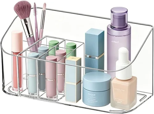 Miniatura 9 de SUNFICON Bandeja Soporte Organizador de Maquillaje Estuche Expositor de Cosméticos de Mesa Escritorio Tocador Encimera Baño Pared Gabinete Caja