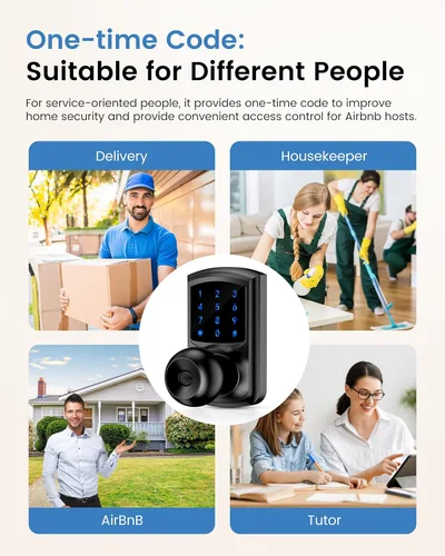 Miniatura 6 de Hidalife Cerradura de puerta de entrada sin llave con código, cerradura de puerta con teclado con asa, cerradura digital de pantalla táctil