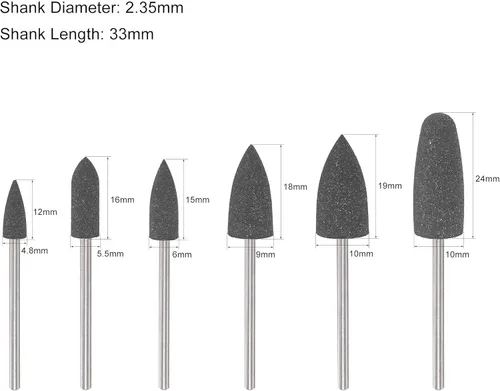 Miniatura 2 de uxcell Brocas de molienda montadas cabezas de amoladora diferentes formas de cabeza ruedas de pulido de silicona para herramientas rotativas gris