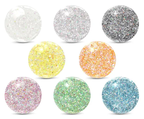 Miniatura 2 de MARBLERS Purpurina holográfica [juego de 8 colores mixtos] 4 onzas (3.95 oz) Gruesa No tóxica, vegana, libre de crueldad Cara, cuerpo, sombra