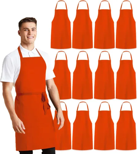 Miniatura 8 de Avalon Kitchen Aprons for Men - 100% Polyester Chef Apron Women with Extra Long Ties - Cooking Aprons for Women & Mens Apron Blanco