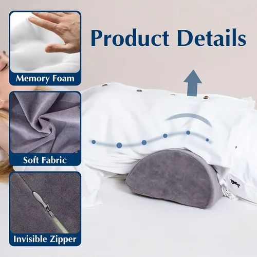 Miniatura 3 de Almohada para rodilla para dormir boca arriba, almohada cilíndrica de espuma viscoelástica para alivio del dolor para piernas, debajo de la rodilla