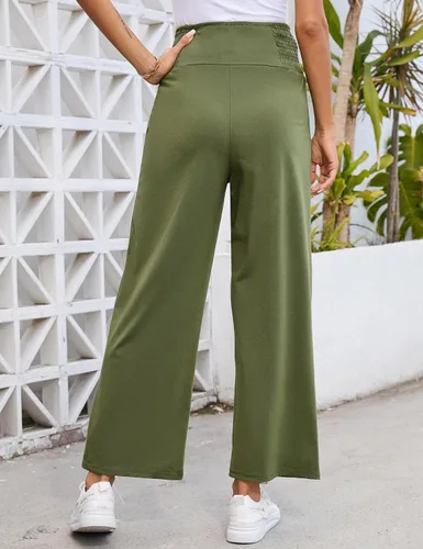 Miniatura 6 de Pantalones de maternidad para mujer, de cintura alta, con doble botonadura y pierna ancha, pantalones largos sueltos para embarazo, pantalones