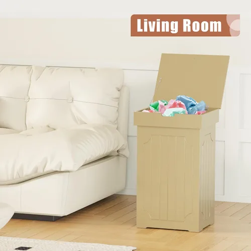 Miniatura 4 de Home-Like cubo para basura de madera con tapa, de 13 galones, ideal para basura reciclable, de 16” de ancho x 13” de profundidad y x 26.5” de alto.