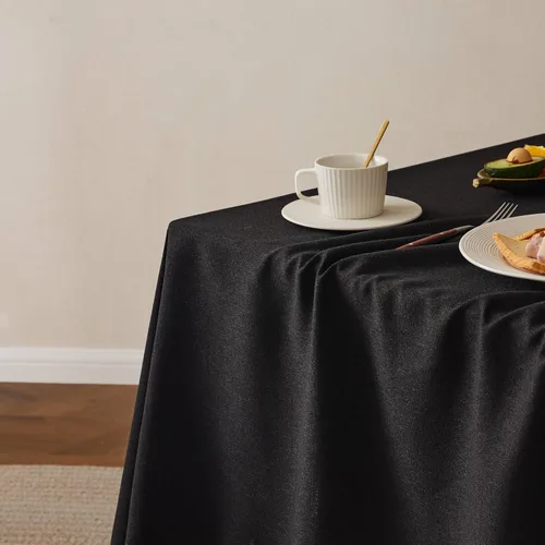 Miniatura 7 de Mantel de lino para mesa cuadrada, 52 x 52 pulgadas, color negro, mantel negro estilo granja, manteles de arpillera resistentes al agua para mesa