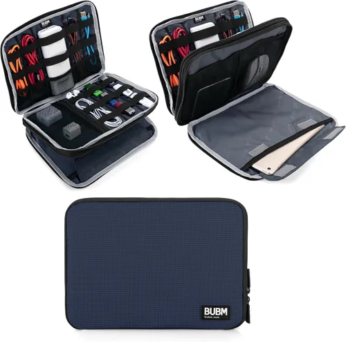 Miniatura 10 de Organizador de equipaje con doble capa para viajes BUBM, para llevar dispositivos y accesorios electrónicos., Azul, 2 capas M