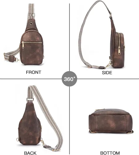 Miniatura 119 de Telena Riñonera pequeña para mujer, de cuero, cangureras, bolsa de pecho para mujer
