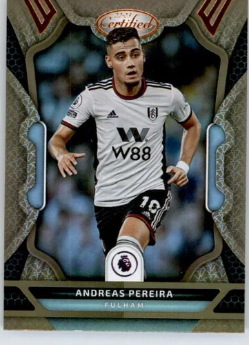 2022-23 Panini Chronicles Certified Premier League #140 Andreas Pereira Fulham Official Soccer Trading Card in Raw (NM or Better) Condition