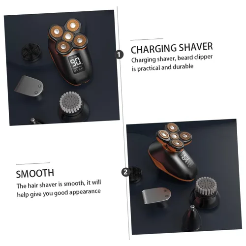 Miniatura 2 de Beavorty 1pc de cinco cabezas recargable afeitadora autoservicio para hombres, diseño de materiales, novio, papá, marido, negro