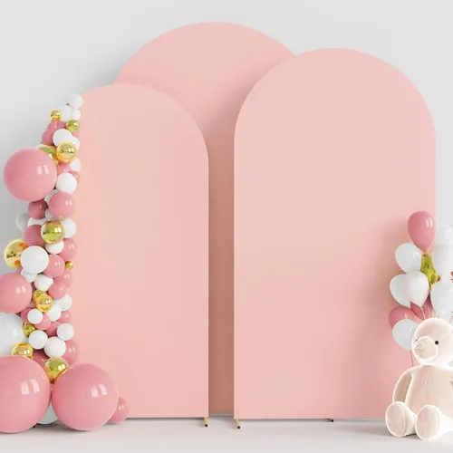 Miniatura 29 de Wokceer Juego de 3 fundas de arco de boda de elastano ajustadas para arco de boda para parte superior redonda, soporte de arco de Chiara para Beige
