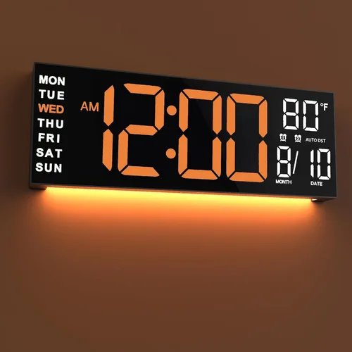 Miniatura 14 de JALL Reloj digital grande de montaje en pared de 16 pulgadas, temporizador de cuenta atrás, alarma, LED grande, color RGB, DST, temperatura