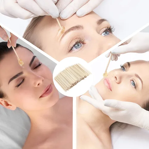 Miniatura 6 de Demissle Palitos de cera de madera para cejas, mini aplicador de depilación, labio, nariz, ceja, artesanía, pequeña espátula facial para depilación