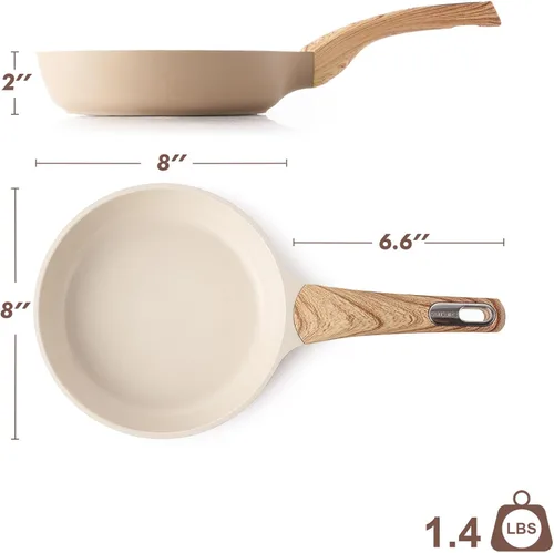 Miniatura 7 de SENSARTE Sartén antiadherente de cerámica, sartén pequeña de 8 pulgadas, sartenes antiadherentes para tortilla, no tóxicas para cocina saludable