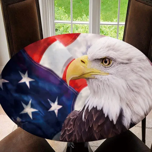 Miniatura 7 de Mantel redondo ajustable con protector elástico de bandera estadounidense del 4 de julio, mantel impermeable a prueba de aceite, mantel de 40 Tipo 30