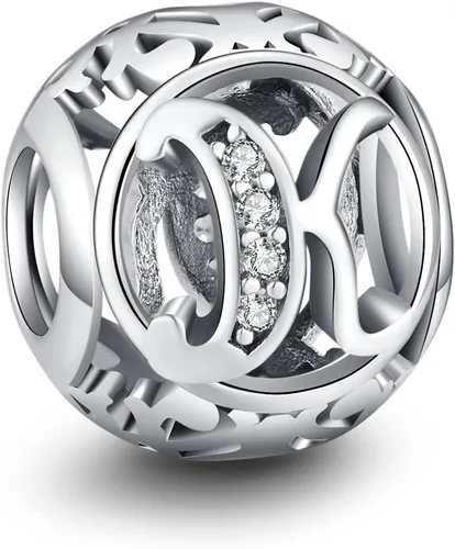 TIZU Dijes de plata de ley 925 para dijes, pulseras, cuentas iniciales del alfabeto, joyería de regalo para mujeres