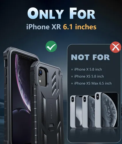 Miniatura 2 de FNTCASE Funda para iPhone XR: [Protector de pantalla y soporte integrados] [Protección contra caídas de grado militar] Funda de teléfono resistente