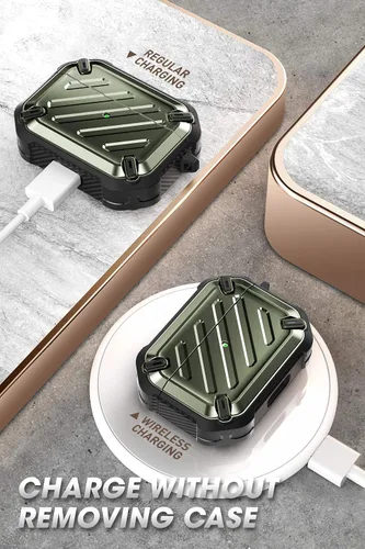 Miniatura 6 de SupCase - Estuche para Airpods Pro Serie Pro Unicorn Beetle, resistente carcasa de protección completa con mosquetón para Airpods Pro de Apple Verde