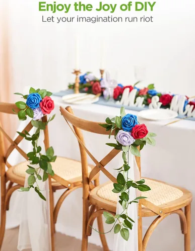 Miniatura 3 de InnoGear Rosas artificiales de espuma, 50 unidades, rosas artificiales, rosas artificiales para decoración, ramos de boda, centros de mesa, Lila