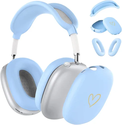Miniatura 23 de Funda para AirPods Max, silicona suave antiarañazos con patrón de corazón dorado para auriculares Apple AirPods Max (negro)