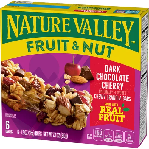 Miniatura 14 de Nature Valley Barras de granola masticables de frutas y nueces, nueces de chocolate negro, 6 barras, 7.4 onzas