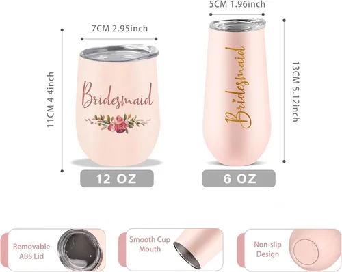 Miniatura 8 de CARAKNOTS Regalos de la tribu de la novia, vaso de vino de boda para despedida de soltera, accesorios de recuerdo de fiesta, tazas de dama de honor