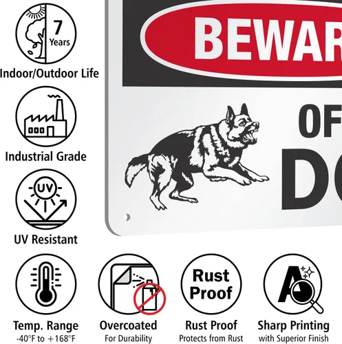 Miniatura 7 de SmartSign Letrero de metal con gráfico "Beware of The Dog" de 7 x 10 pulgadas, aluminio laminado a prueba de óxido, rojo, negro y blanco, fabricado