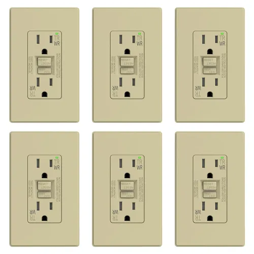 Miniatura 22 de ELEGRP Salida GFCI para Exteriores, Receptáculo GFI Eléctrico de Autoprueba de 15 Amperios con Diseño Más Delgado, Receptáculo GFCI Resistente a