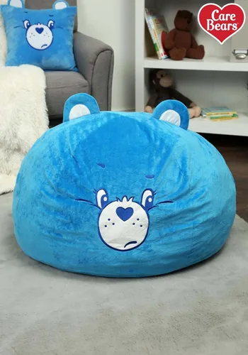 Miniatura 2 de Fun Costumes Care Bears Grumpy Bear - Puf de felpa con diseño de oso gruñón, silla de puf azul acolchada súper suave, decoración otomana estándar