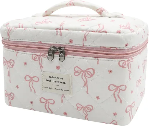 Miniatura 47 de Gosect Bolsa de maquillaje grande, bonita bolsa de cosméticos para mujeres y niñas, bolsa de aseo estética de coqueta floral, bolsa organizadora