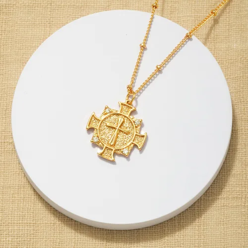 Miniatura 175 de Fettero - Collar con dije de cruz de fe, chapado en oro de 14 K, cadena fina, minimalista, simple, pequeña, para oración, regalo de joyería religiosa