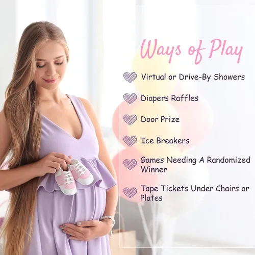 Miniatura 4 de 50 boletos para rifas de pañales y 1 letrero para juegos de baby shower, invitaciones para baby shower con tarjetas de sorteo de pañales, papel
