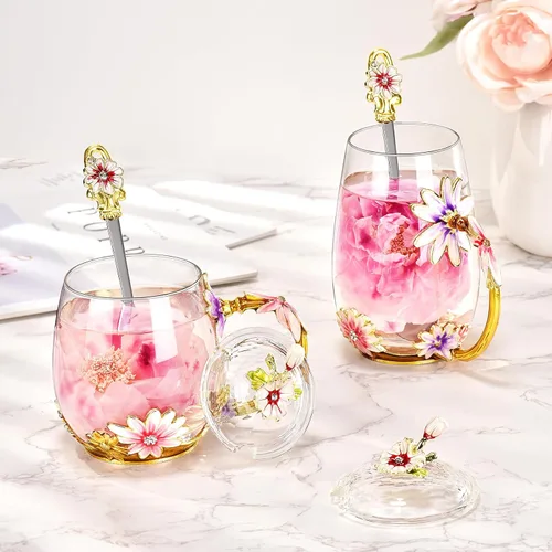 Miniatura 5 de Wisolt Regalos de Cumpleaños para Mujeres, Regalos del Día de la Madre para Mamá, Taza de Té de Vidrio Esmaltado, Regalos para Mamá, Abuela, AS