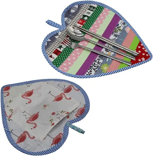Miniatura 5 de 4 soportes para ollas de algodón para cocina, juego de manteles de retazos de tela 100% algodón, almohadillas resistentes al calor con bolsillo