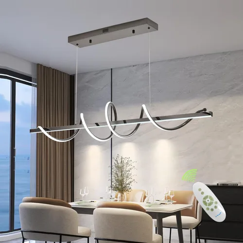 Miniatura 11 de Lámpara Colgante Moderna - Candelabro LED Dorado para Comedor con Giro Creativo en Forma de Serpiente - Iluminación LED Galvanizada en Oro para Isla