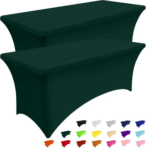 Miniatura 16 de Smiry Paquete de 2 manteles de elastano de 6 pies, fundas de mesa elásticas ajustables extensibles, lavables y sin arrugas, rectangulares para mesa
