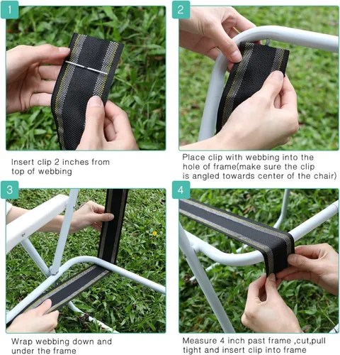 Miniatura 5 de HESTYA - Kit de correas de repuesto para silla de césped de 2.25 pulgadas x 200 pies, incluye 100 clips para muebles de patio, sillas de playa