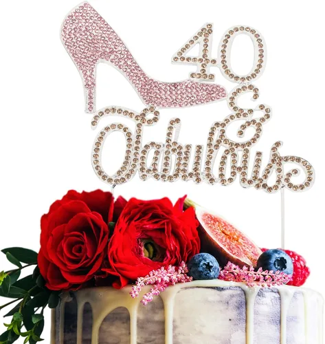 Miniatura 11 de LINGTEER 30 fabulosos adornos para tartas de cristal con diamantes de imitación de tacón alto, color rosa, perfecto para 30 cumpleaños, aniversario
