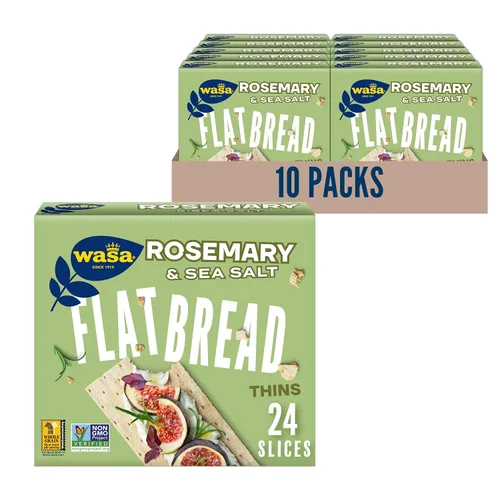 Miniatura 10 de Wasa Pan plano fino de sésamo y sal marina, 6.7 onzas (paquete de 10), galletas, ingredientes sin OMG