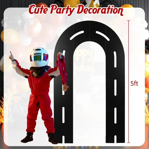 Miniatura 2 de Zhanmai Decoración de fondo para fiesta de carreras, soporte de arco de pista de carreras en forma de U con bolsa de agua ponderada, juego de tabla