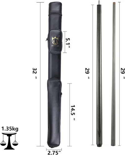 Miniatura 2 de CROWN ME Carbon Fiber Pool Cue Stick 12.8mm Tip Billiard Carbon Fiber cue, 58" Pool Table Sticks, Weight Adjustable Design -18OZ,18.4OZ,19OZ,20OZ