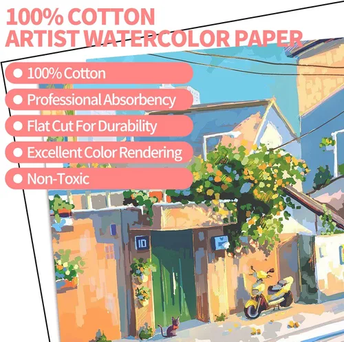 Miniatura 3 de ZAYOUAU 400 hojas de papel de acuarela a granel, 5 x 7 pulgadas, 300 GSM, algodón blanco prensado en frío, papel de pintura para niños