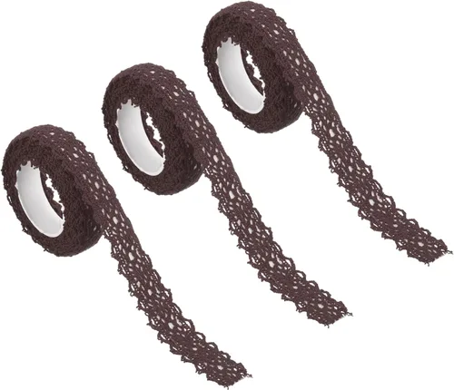 Miniatura 14 de PATIKIL Cinta de encaje autoadhesiva de 0.7 pulgadas de ancho, 2 yardas de ancho, paquete de 3 calcomanías de algodón con ribete washi para Naranja