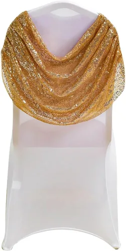 Miniatura 16 de Efavormart 1 juego de fundas para sillas de banquete con volantes y falda plisada de spandex blanco, fundas elásticas lavables con bolsillos