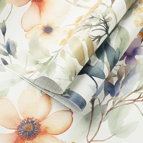 Miniatura 7 de Guvana Papel tapiz floral de 78.7"×16.14" amarillo/naranja despegar y pegar, papel de contacto floral bohemio, papel de pared removible
