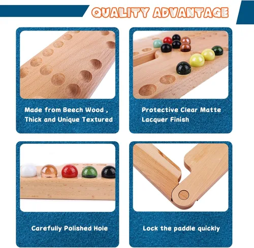 Miniatura 2 de Juego de Mesa de Jokers and Marbles, Juego de Canicas de Madera de Haya Real para 2-8 Jugadores, El Mejor Juego de Mesa Familiar para Noches