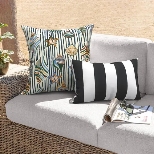 Miniatura 717 de Juego de 2 almohadas para exteriores de 16 x 16 pulgadas, repelentes al agua con interiores, para muebles de patio, hogar, jardín, geometría bohemia