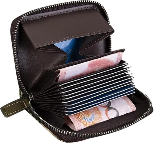 Miniatura 3 de LETEULO Cartera de cuero con cremallera para mujer, organizador de tarjetas, bolso pequeño con 12 ranuras para tarjetas