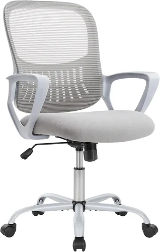 Miniatura 14 de DUMOS Silla de escritorio de oficina en casa, ergonómica con respaldo medio con soporte lumbar y modo mecedor, altura ajustable con reposabrazos