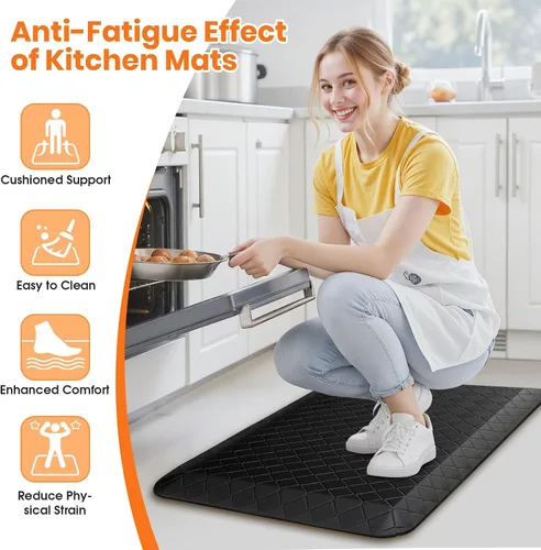 Miniatura 3 de Tapetes de cocina extra gruesos de 4/5 pulgadas para piso, antideslizantes, antifatiga, tapete de fregadero impermeable resistente a las manchas